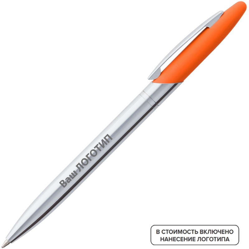 Изображение товара Ручка шариковая автоматическая Dagger ST синяя толщина линии 0.7 мм оранжевый корпус (50 штук в упаковке) с лого