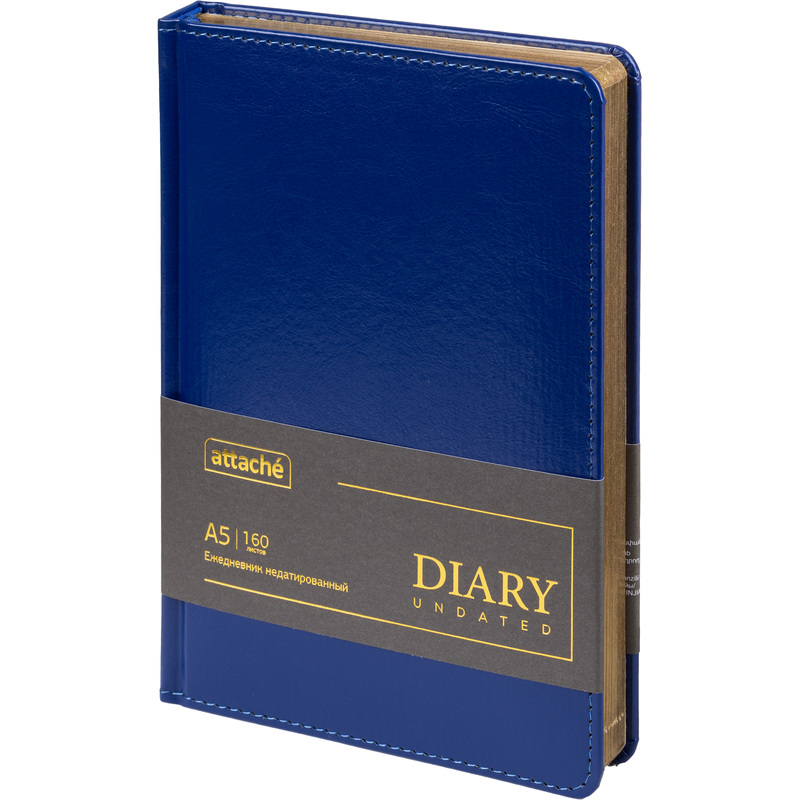 Изображение товара Ежедневник Attache Gold недатированный А5 160 листов голубой с золотистым обрезом
