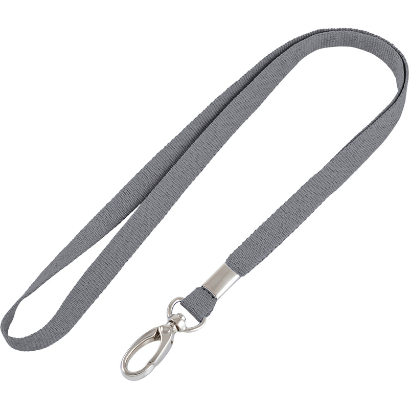 Изображение товара Держатель для бейджа 90 см серый с карабином из репсовой ленты