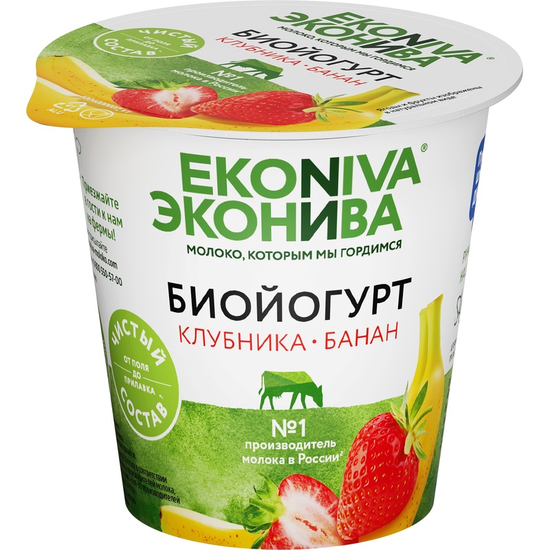 Изображение товара Биойогурт ЭкоНива молочный клубника-банан 2.8% 125 г