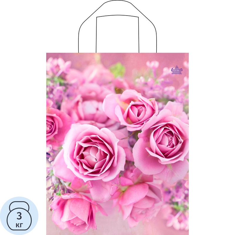 Изображение товара Пакет подарочный Тикопластик Нежные розы (35x28 см)
