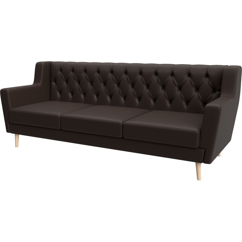 Изображение товара Диван трёхместный Horeca Брайтон 3 Люкс коричневый экокожа