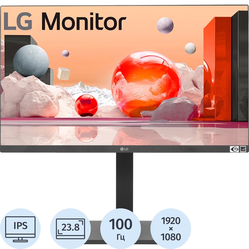 Изображение товара Монитор 23.8 LG 24BA550-B черный с IPS-матрицей и Full HD