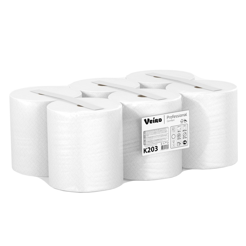 Изображение товара Полотенца бумажные в рулонах Veiro Comfort H1 2-слойные 6 рулонов по 150 м (артикул производителя K203)