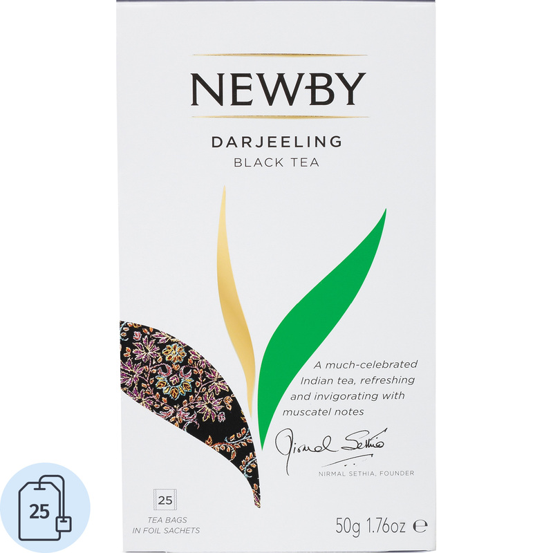 Изображение товара Чай черный Newby Darjeeling 25 пакетиков - индийский цейлонский чай с цитрусовым ароматом