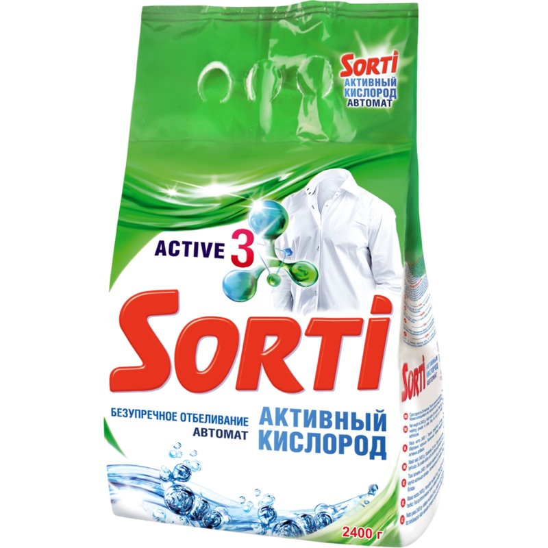Изображение товара Порошок стиральный автомат Sorti Активный кислород 2.4 кг для белого белья