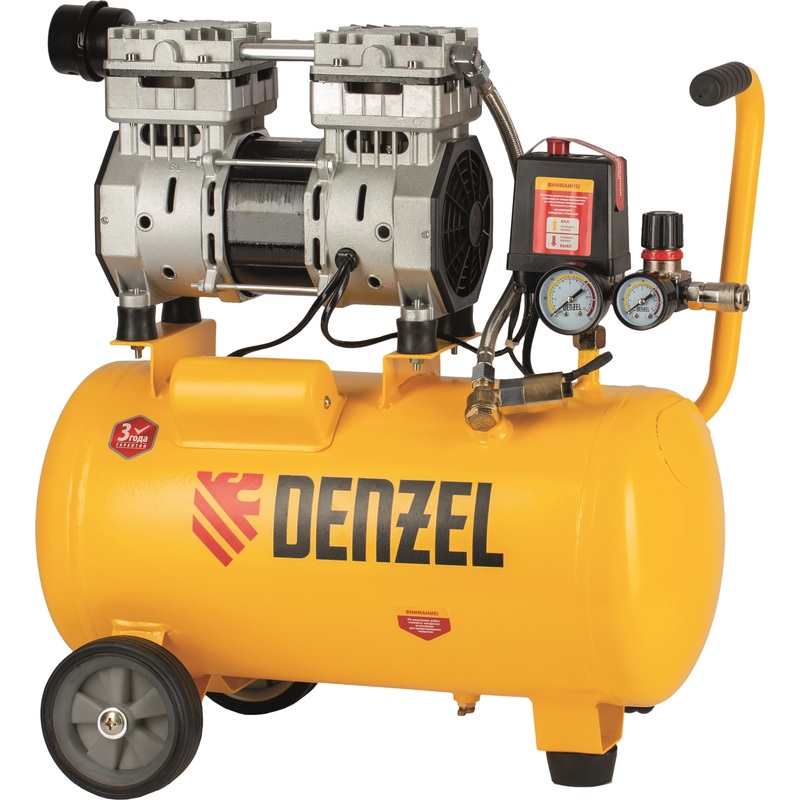 Компрессор поршневой безмасляный Denzel DLS950/24 24 Л, 8 БАР, 165 л/мин  (58026)
