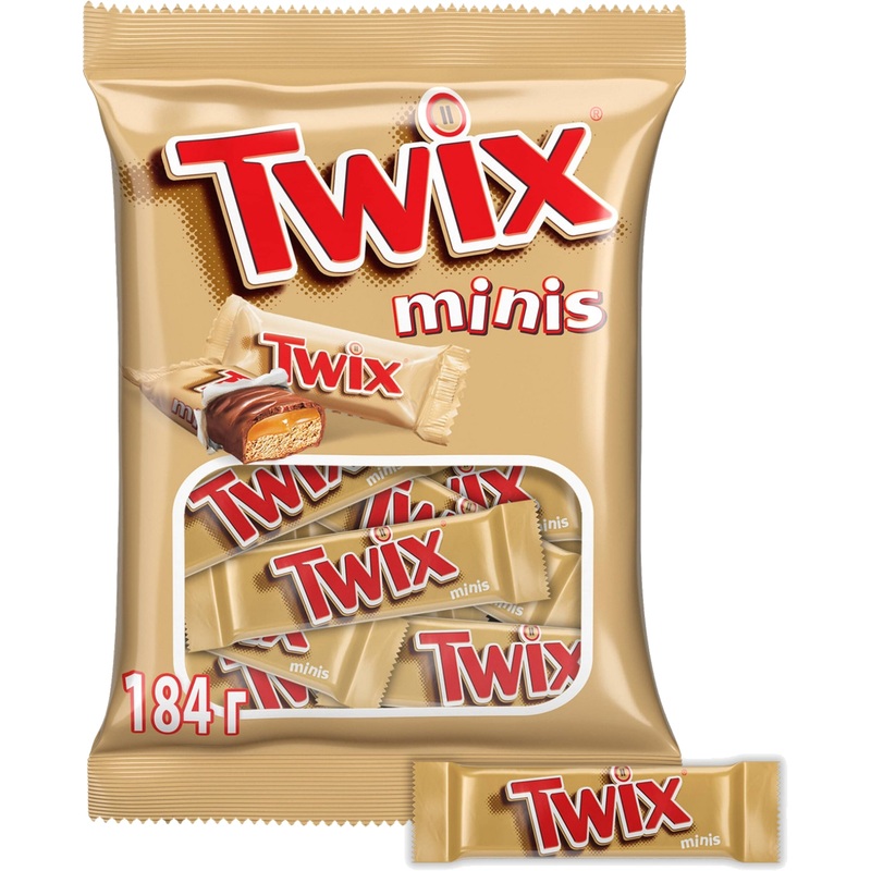 Изображение товара Шоколадные батончики Twix minis с карамелью и печеньем 184 г