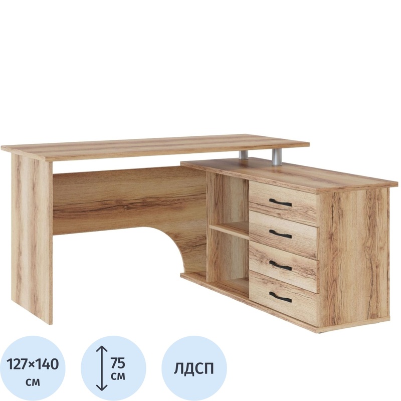 Изображение товара Компьютерный стол Сокол КСТ-109П угловой дуб делано 1400х1270х750