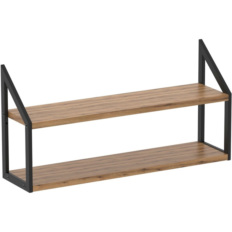 Изображение товара Полка настенная/настольная Комус Онега-8 чёрный муар/дуб вотан 600х150х300 мм