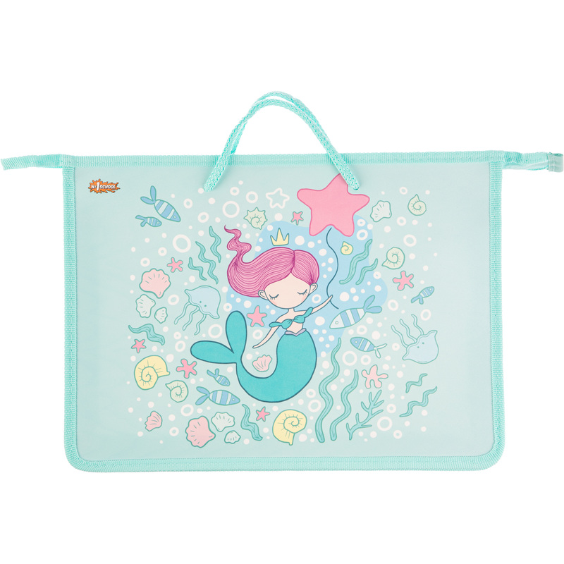 Изображение товара Папка для тетрадей Комус Класс Русалка А4 пластик с 1 отделением на молнии