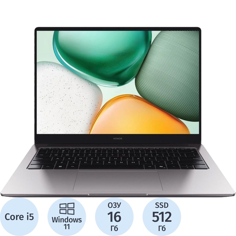 Изображение товара Ноутбук Honor MagicBook X 14" серый Intel Core i5 12450H/16 ГБ/SSD 512 ГБ (5301ALWU)