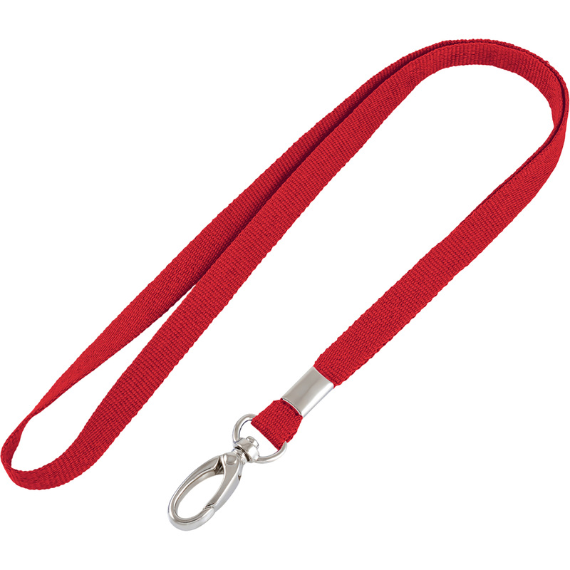 Изображение товара Держатель для бейджа 90 см с карабином красный репсовый материал