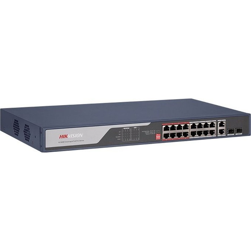 Изображение товара Коммутатор Hikvision DS-3E0318P-E с 16 портами и поддержкой PoE