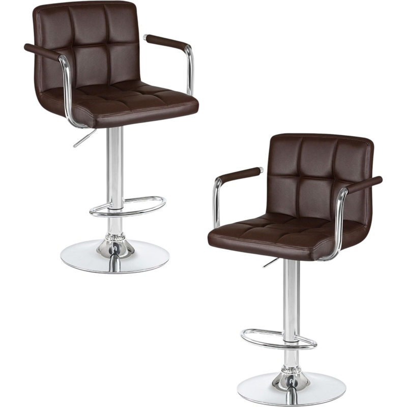 Изображение товара Стул барный DOBRIN KRUGER ARM коричневый/хром (кожзаменитель, фанера, 2 штуки в упаковке)