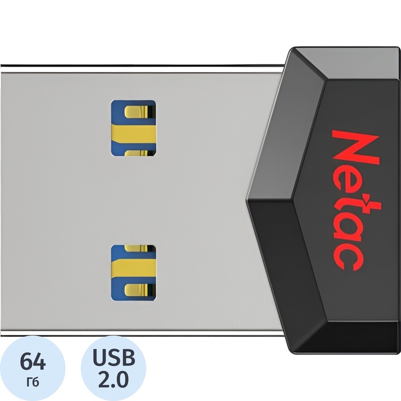 Изображение товара Флешка USB 2.0 64 ГБ Netac UM81 красный и черный