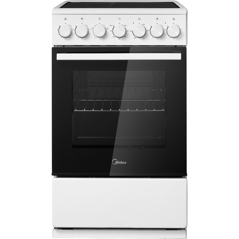 Изображение товара Плита электрическая Midea MFO-M4E20T4E(WH) стандартной ширины белая (стеклокерамика, 4 конфорки, 59 литров)
