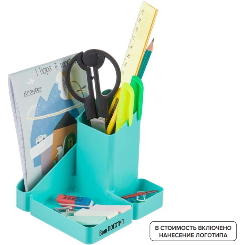 Изображение товара Подставка-органайзер Attache Акварель голубая с логотипом 108 штук