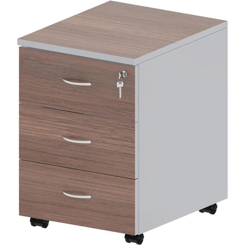 Изображение товара Тумба подкатная Комус Мебель Easy Standard с 3 ящиками и замком Темный дуб