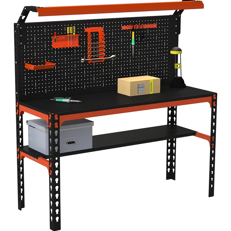 Изображение товара Производственный металлический стол SUN оранжевый чёрный 1400х600х750 мм