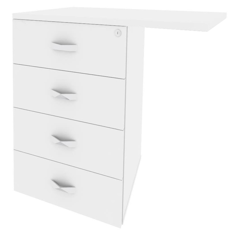 Изображение товара Тумба приставная Onix O.TPU-4 с центральным замком белый бриллиант 842х460х750 мм