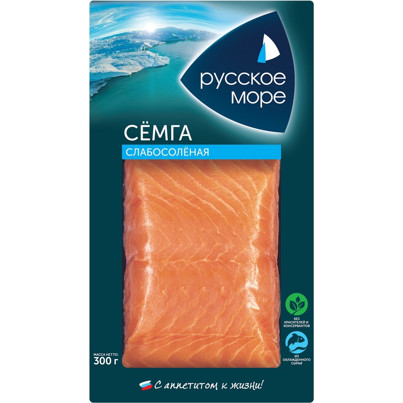 Изображение товара Семга Русское море слабосоленая кусок 300 г натуральная рыба для здорового питания