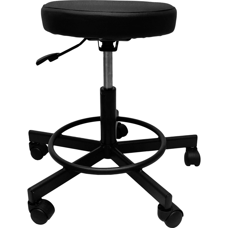 Изображение товара Лабораторный табурет РС 01.00.12 с опорой для ног черный из искусственной кожи и металла