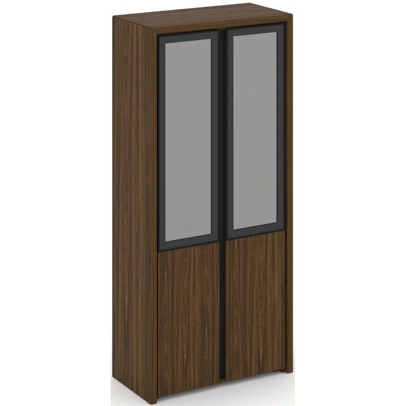 Изображение товара Шкаф для документов Corner 900х450х2000 мм орех лоренцо/графит/сатин/чёрный