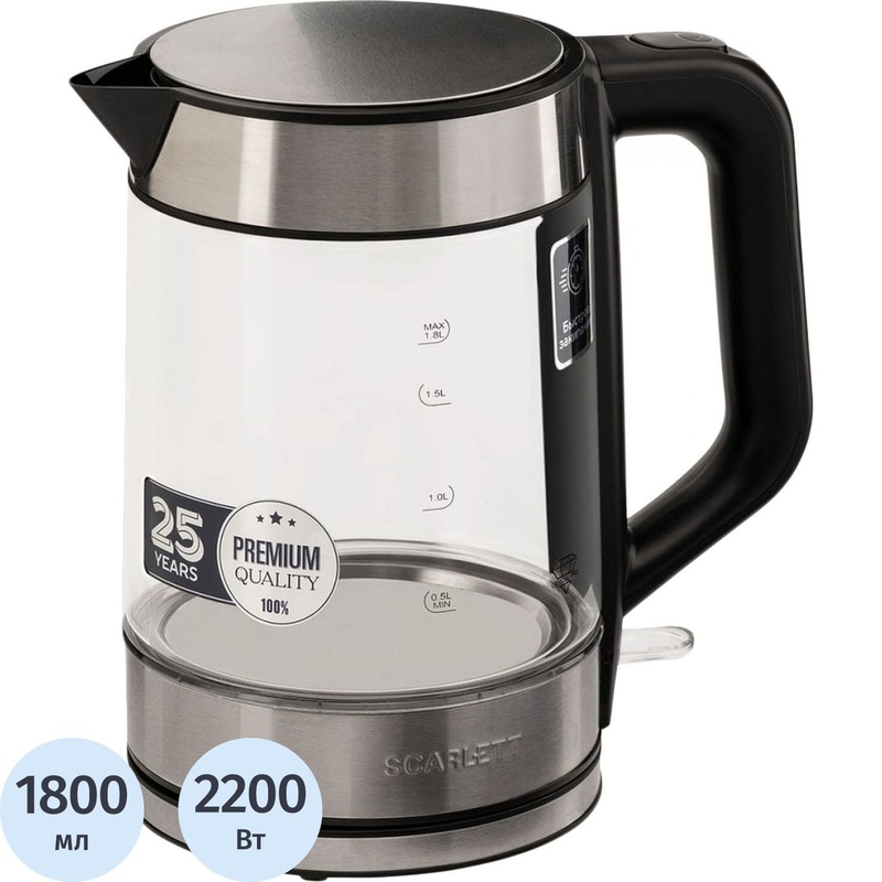 Изображение товара Электрический чайник Scarlett SC-EK27G101 серебристый