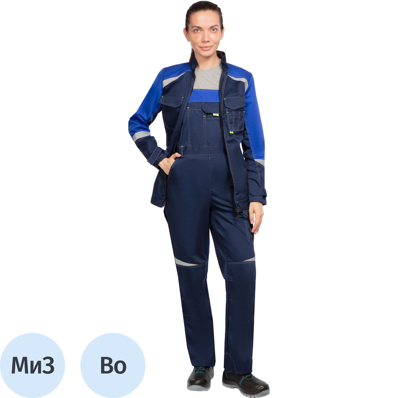 Изображение товара Полукомбинезон рабочий летний женский Грегаль (л23) с СОП синий/васильковый (размер 104-108 (52-54), рост 170-176)