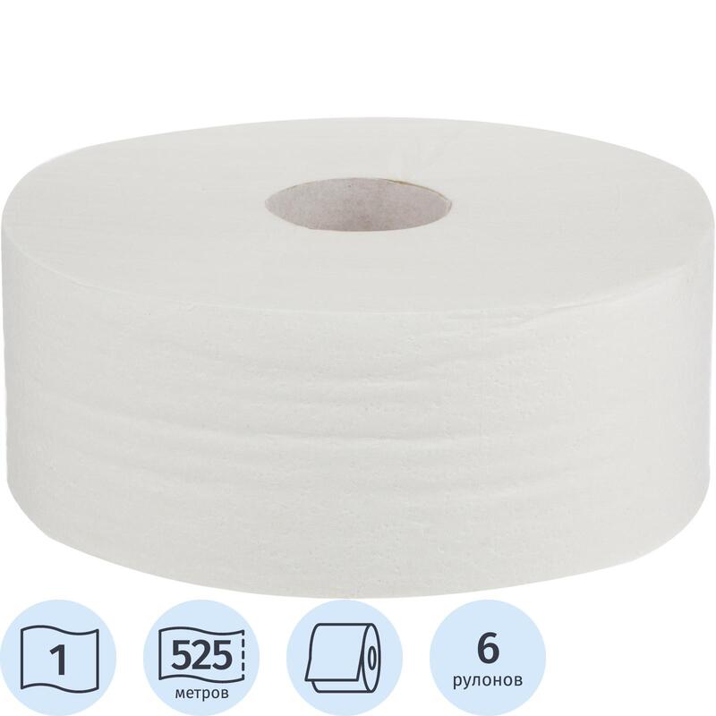 Изображение товара Бумага туалетная 1-слойная 525 метров белая (6 рулонов в упаковке)