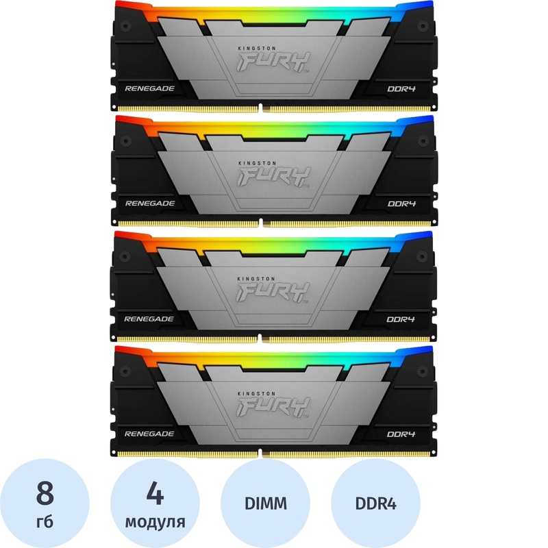Изображение товара Модуль памяти Kingston FURY Renegade KF436C16RB2AK4/32 DDR4 32 ГБ, 4х8 ГБ Изображение товара Модуль памяти Kingston FURY Renegade KF436C16RB2AK4/32 DDR4 32 ГБ, 4х8 ГБ