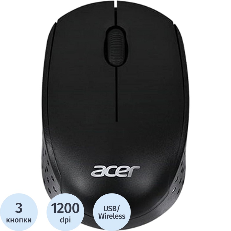 Изображение товара Беспроводная мышь Acer OMR020 черная оптическая USB/Wireless 1200 dpi