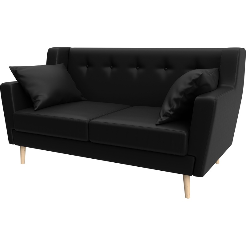 Изображение товара Двухместный диван Horeca Брайтон из экокожи в чёрном цвете, Россия