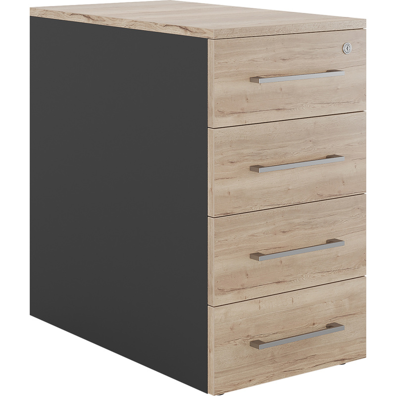 Изображение товара Тумба приставная Kobor TS4-40/70 black/natural (дуб натуральный/чёрный муар, 400х700х750 мм, 4 ящика)