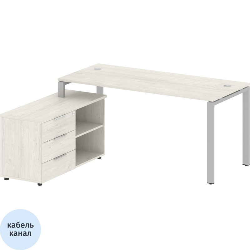 Изображение товара Стол угловой Metal System Style БП.РС-СТС-2.4 Л с тумбой (дуб наварра/серый, 1700х1520х750 мм)