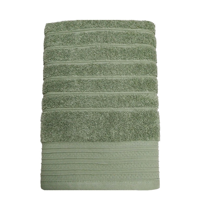 Изображение товара Полотенце махровое Страйп 70х130 см 500 г/кв.м темно-зеленое