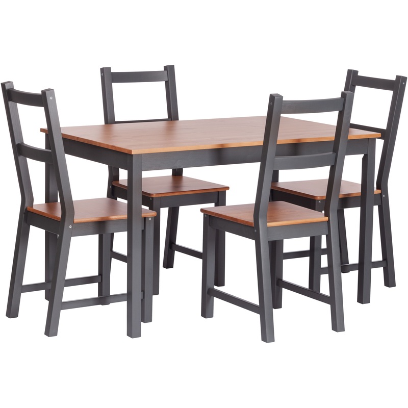 Изображение товара Обеденный комплект мебели Bereza Соната TetChair массив сосны/антик/графит (стол, 4 стула)