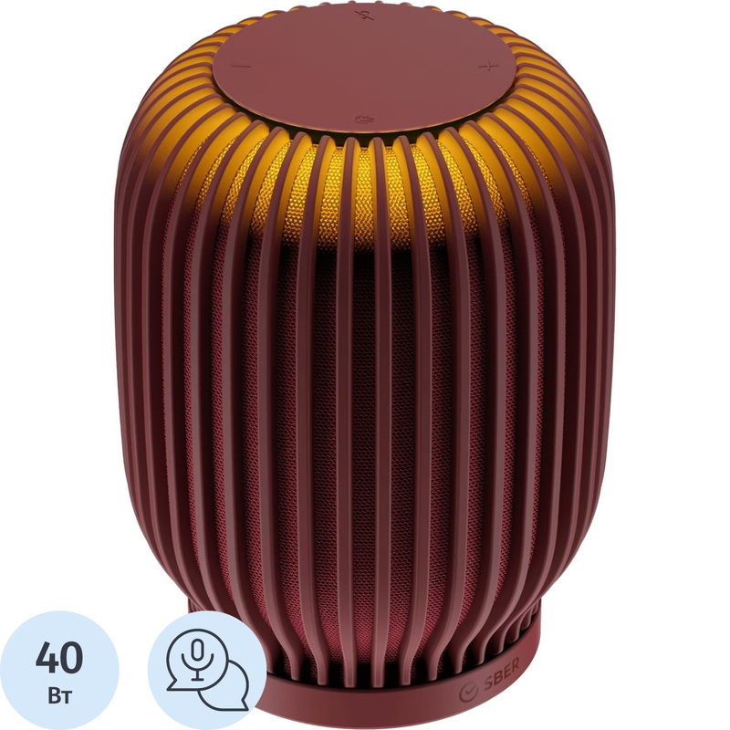 Изображение товара Умная колонка Sber SberBoom красная с подсветкой Bluetooth Wi-Fi микрофон