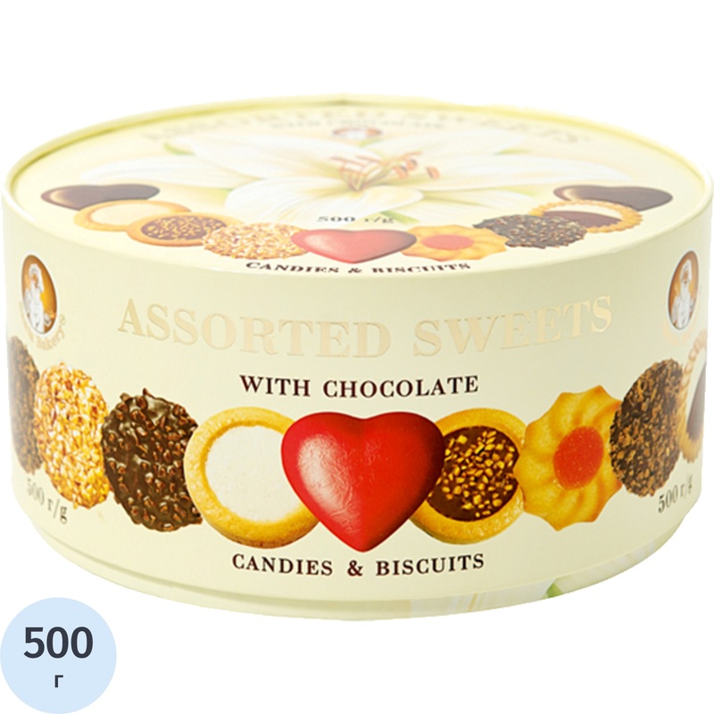 Изображение товара Набор кондитерских изделий Assorted Sweets сдобное печенье и шоколадные конфеты 500 г
