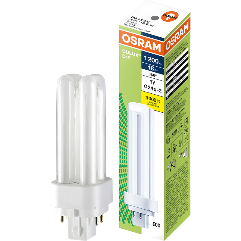 Изображение товара Лампа люминесцентная Osram 18 Вт G24q-2 D/E 3000 К 1200 Лм