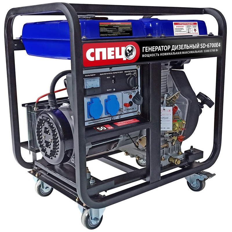 Изображение товара Дизельный генератор Спец SD-6700E4 5.7 кВт для резервного электроснабжения