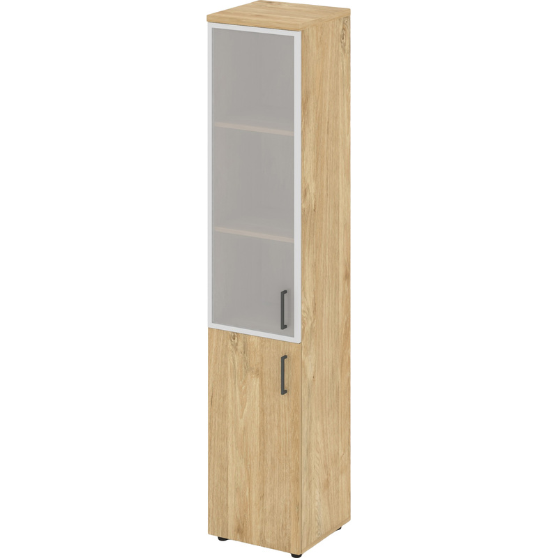 Изображение товара Шкаф для документов Style Project SN.STU-103(R) закрытый со стеклом тиквуд светлый/антрацит 400x400x1982 мм