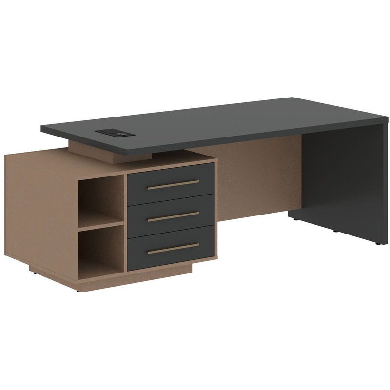 Изображение товара Стол руководителя Velion VCT 2190L с тумбой Яшма чёрный кобра