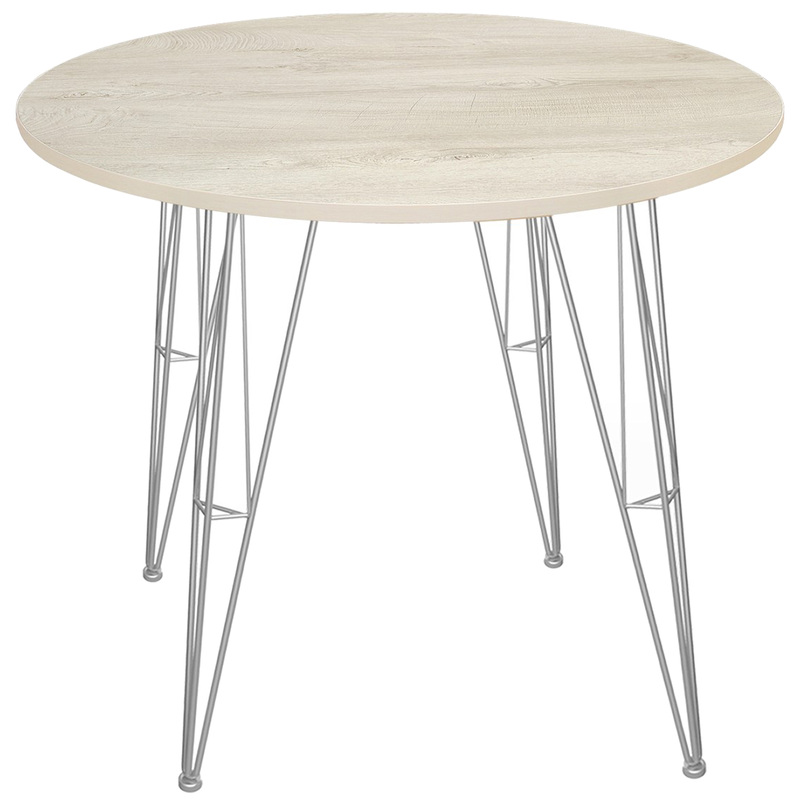 Изображение товара Стол обеденный Sheffilton SHT-T5 (круглый, дуб выбеленный/хром, d800х755 мм)