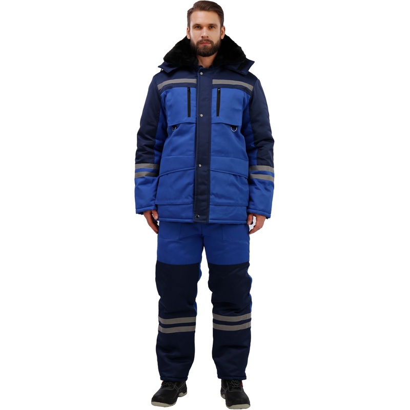 Изображение товара Костюм рабочий зимний мужской з03-КПК с СОП васильковый/синий (размер 48-50, рост 158-164)