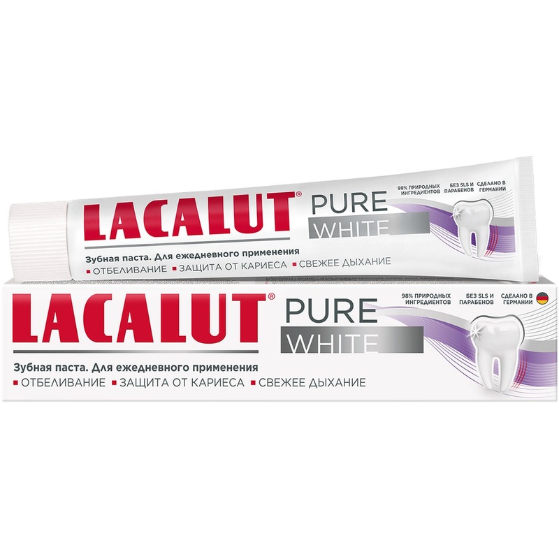 Изображение товара Зубная паста Lacalut Pure White 75 мл для белых зубов и защиты от кариеса