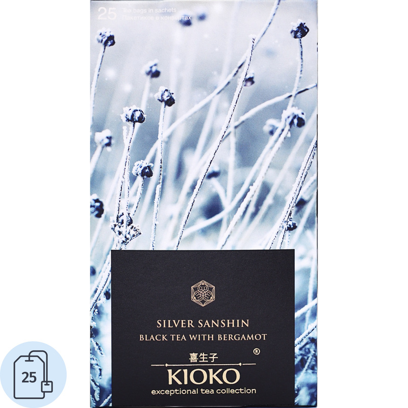 Изображение товара Чай черный Kioko Silver Sanshin с бергамотом 25 пакетиков