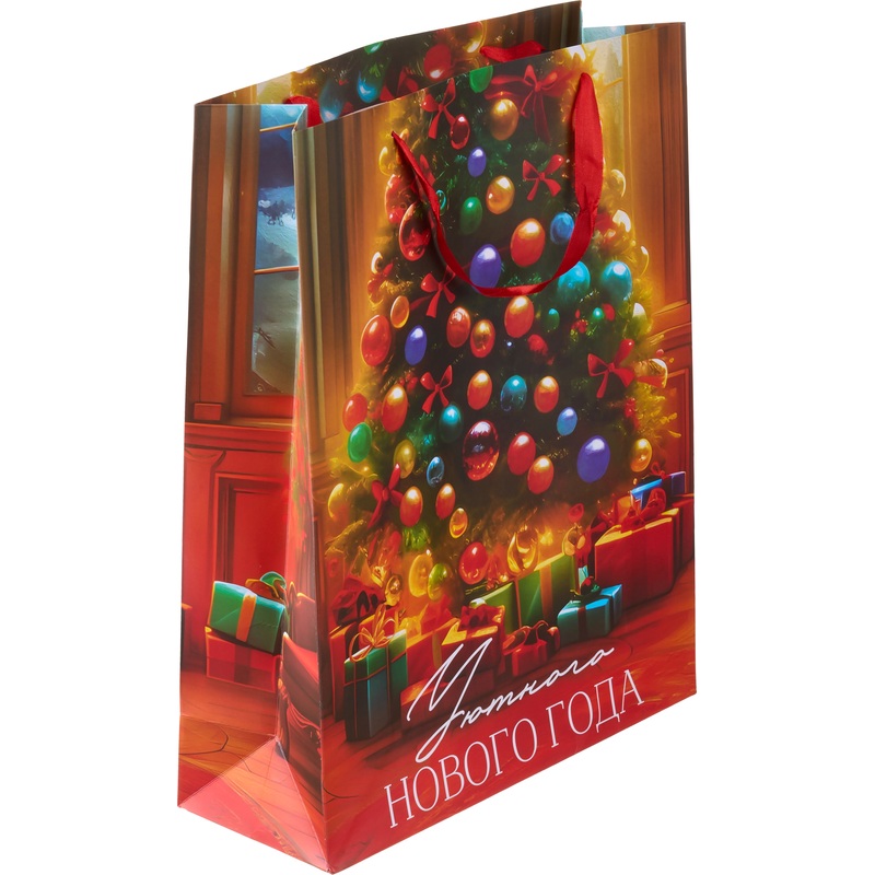 Изображение товара Пакет подарочный ламинированный Дарите Счастье Уютный Новый год (40x31x11.5 см)