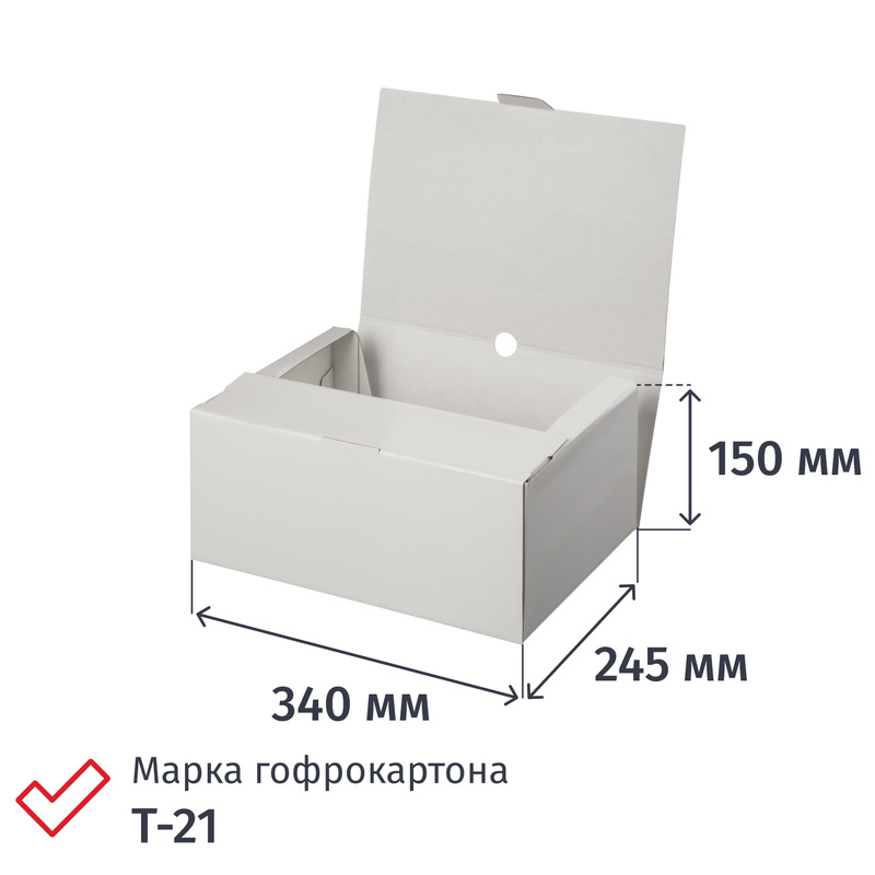 Изображение товара Гофрокороб самосборный 340х245х150 мм Т21 профиль E FEFCO 0420 белый (2 штуки в упаковке)